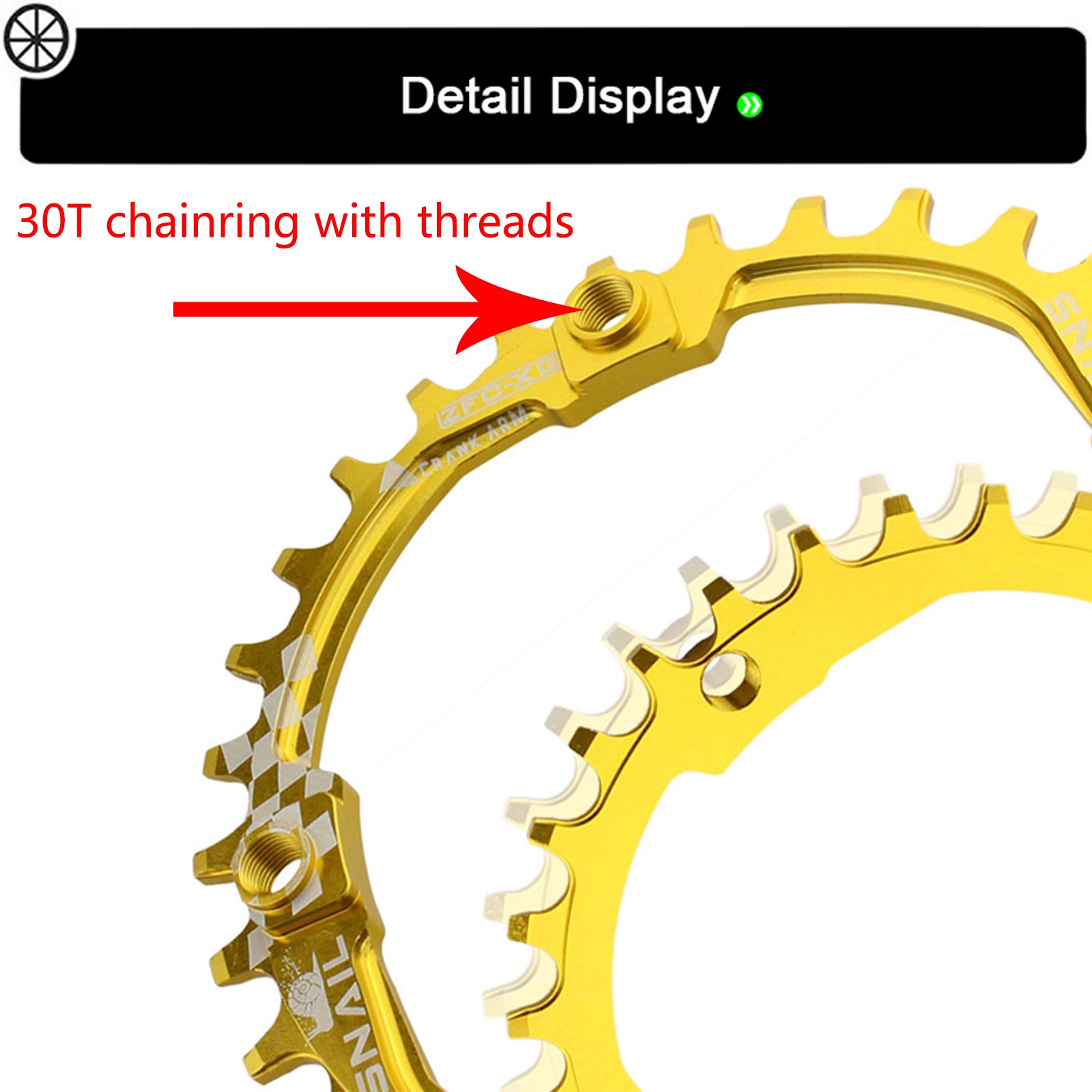 SNAIL 30-52T 104BCD Narrow Wide MTB Bike Chain Ring Single Chainwheels Crankset