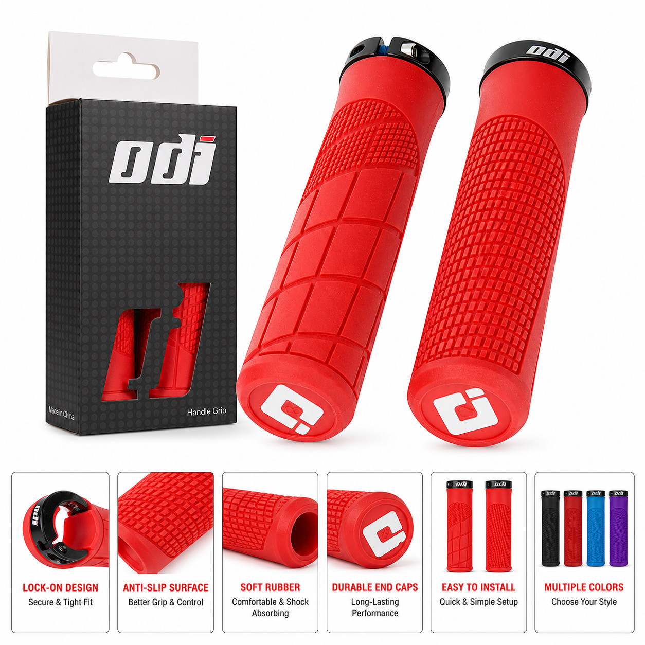 Lock-On MTB Bike Handlebar Grips Anti-Slip Bicycle Handlebar Covers Soft Rubber