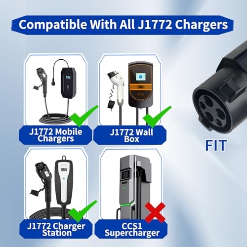 EV Charger Connector Type 1 to GBT Charger Adapter for Electric Vehicle Black