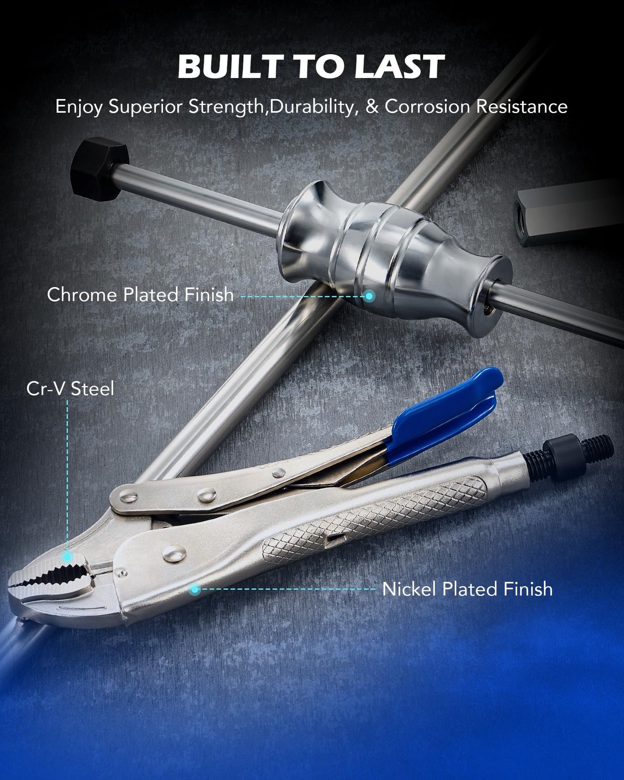 Orion Motor Tech Vise Grip Slide Hammer, 9.8 in Locking Pliers 2 lb Slide Ham…