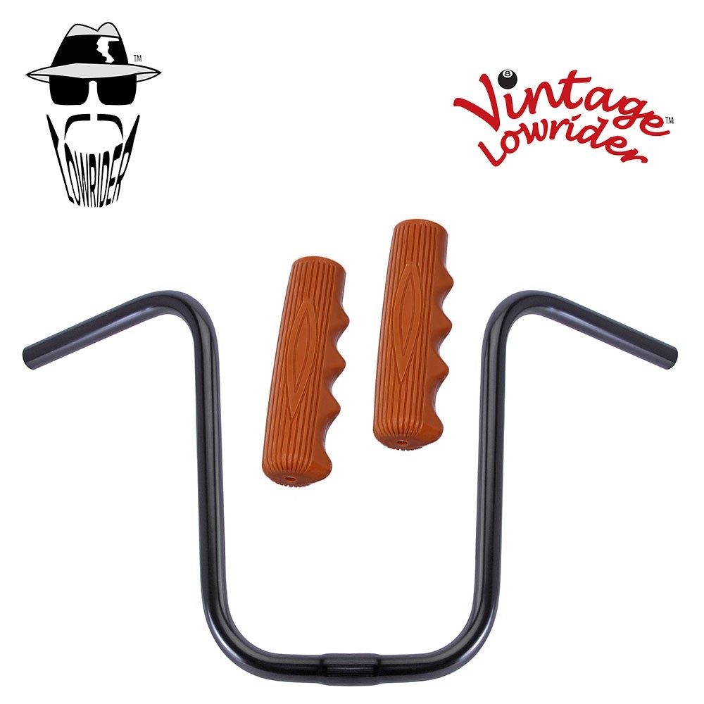 Original Lowrider 13″ 25.4 U Handlebar Black 212 120mm Grips Solid/Brown