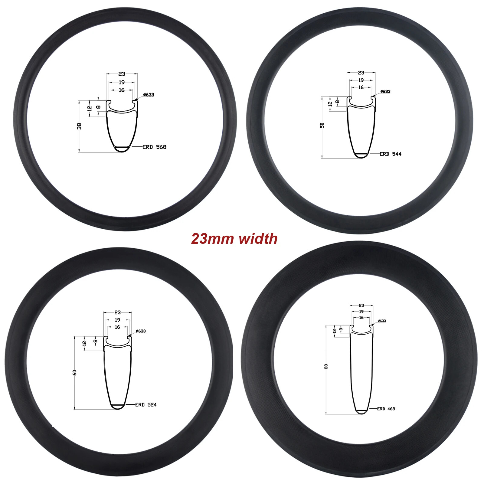 700C 38/50/60/88mm Carbon Road Bicycle Rims Clincher/Tubular/Tubeless