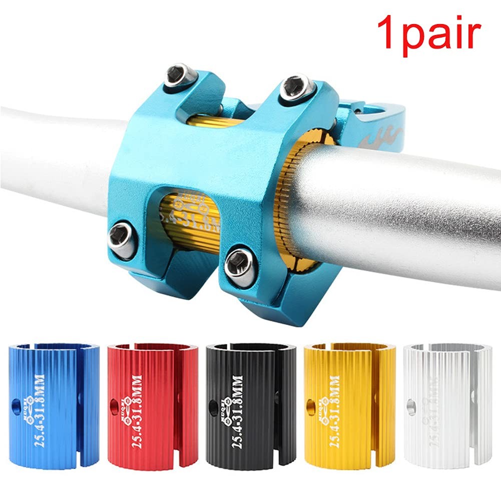 1pair Bike Handlebar Shims, Aluminum Alloy Stem Reducer 25.4 to 31.8mm, Black