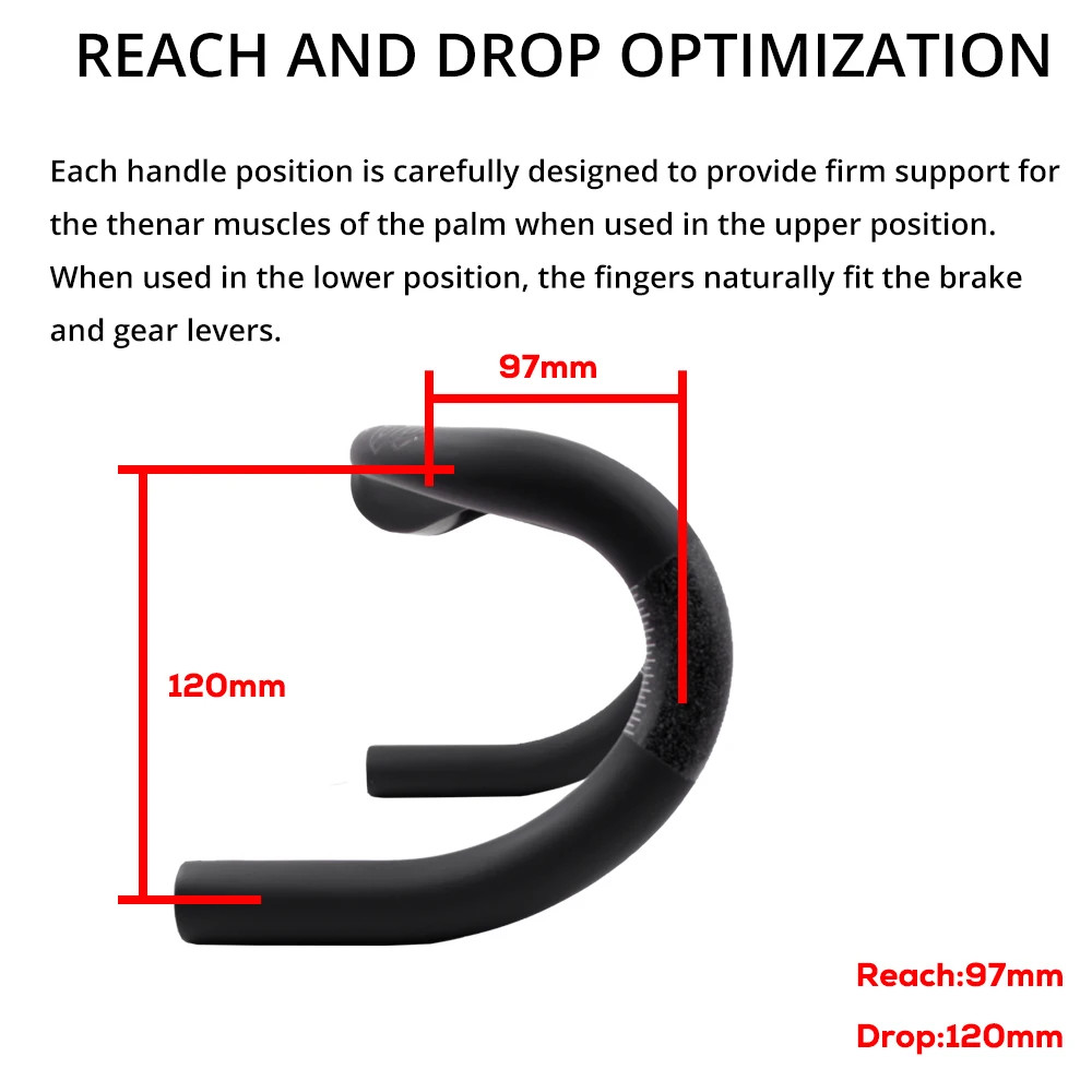 Road Bicycle Carbon Cockpit Handlebar Matt Black Internal Wiring 300mm-360mm