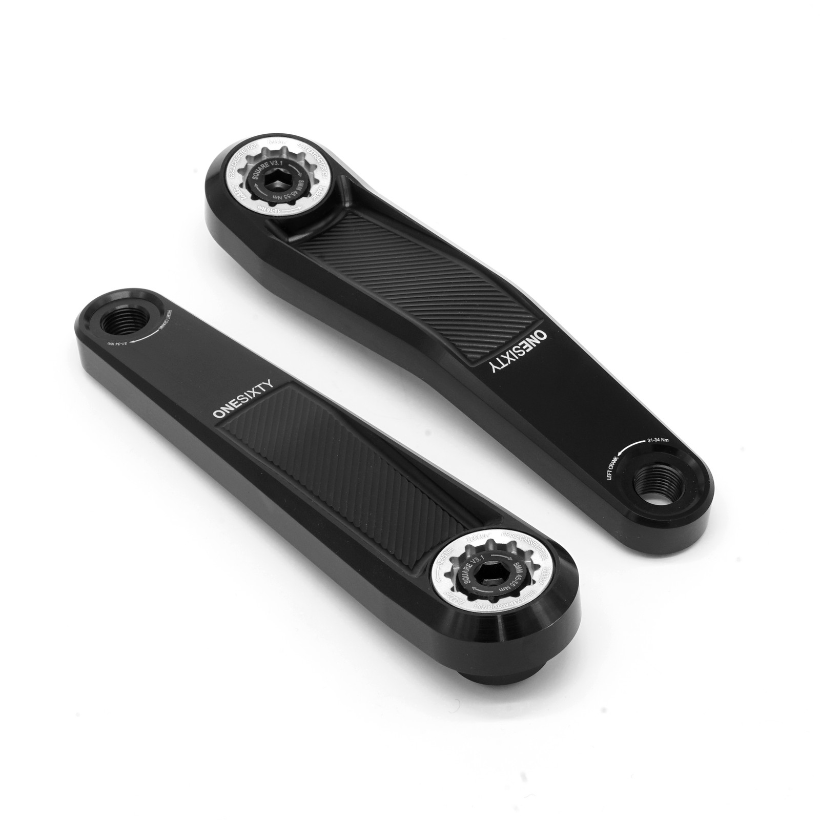Buzz Bar Ebike Cranks – Left Offset Square Drive 160mm – Black-Silver V3.1