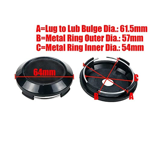 Wheel Center Caps,64mm Wheel Rim Hub Center Outer 64MM , Inner 62MM Black