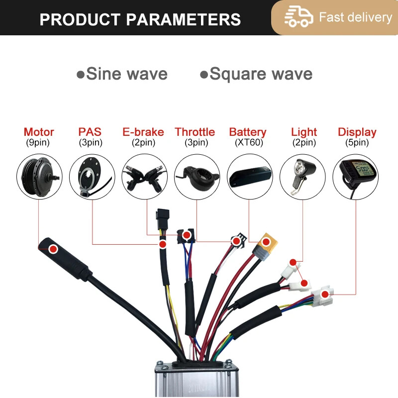 250W-3000W Electric Bike Controller 15A-50A Sinewave SquareWave Controller