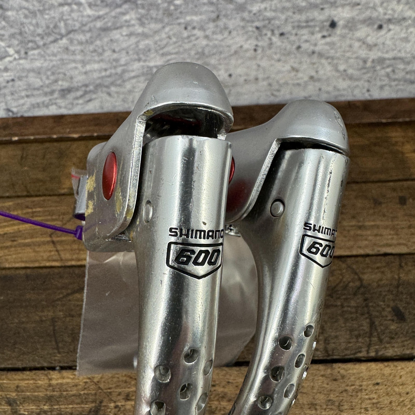 Vintage Shimano 600 Brake Levers Arabesque Pair Non-Aero Silver Drilled 23.8mm
