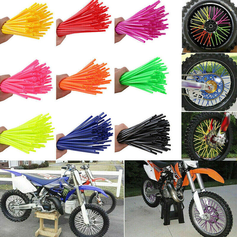 72Pcs Motorcycle Dirt Bike Spoke Skins Covers Wraps Wheel Rim Guard Protector