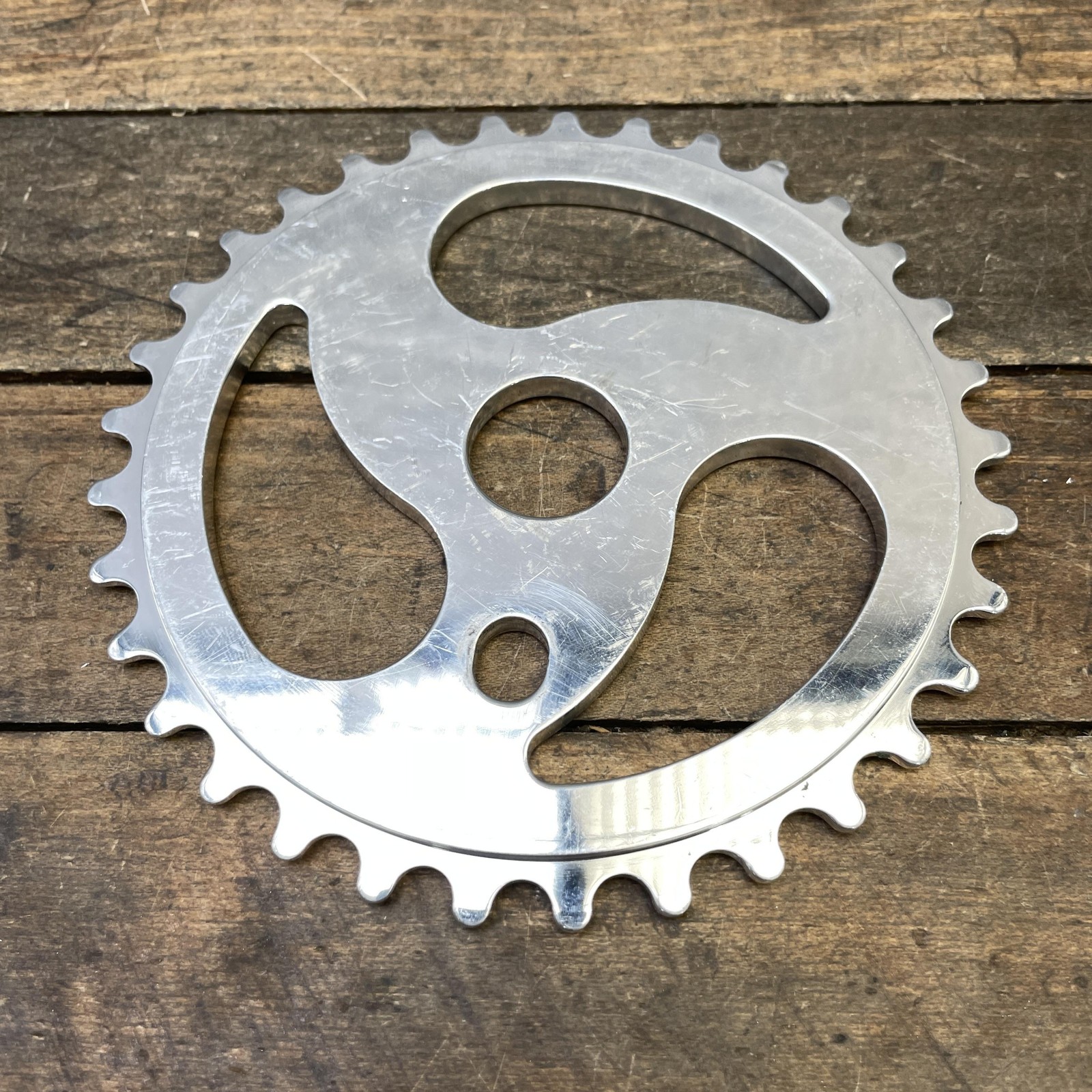 S&M Bikes BMX 33T Sprocket 33 Tooth Chainring Silver Fits Mid School Made In USA