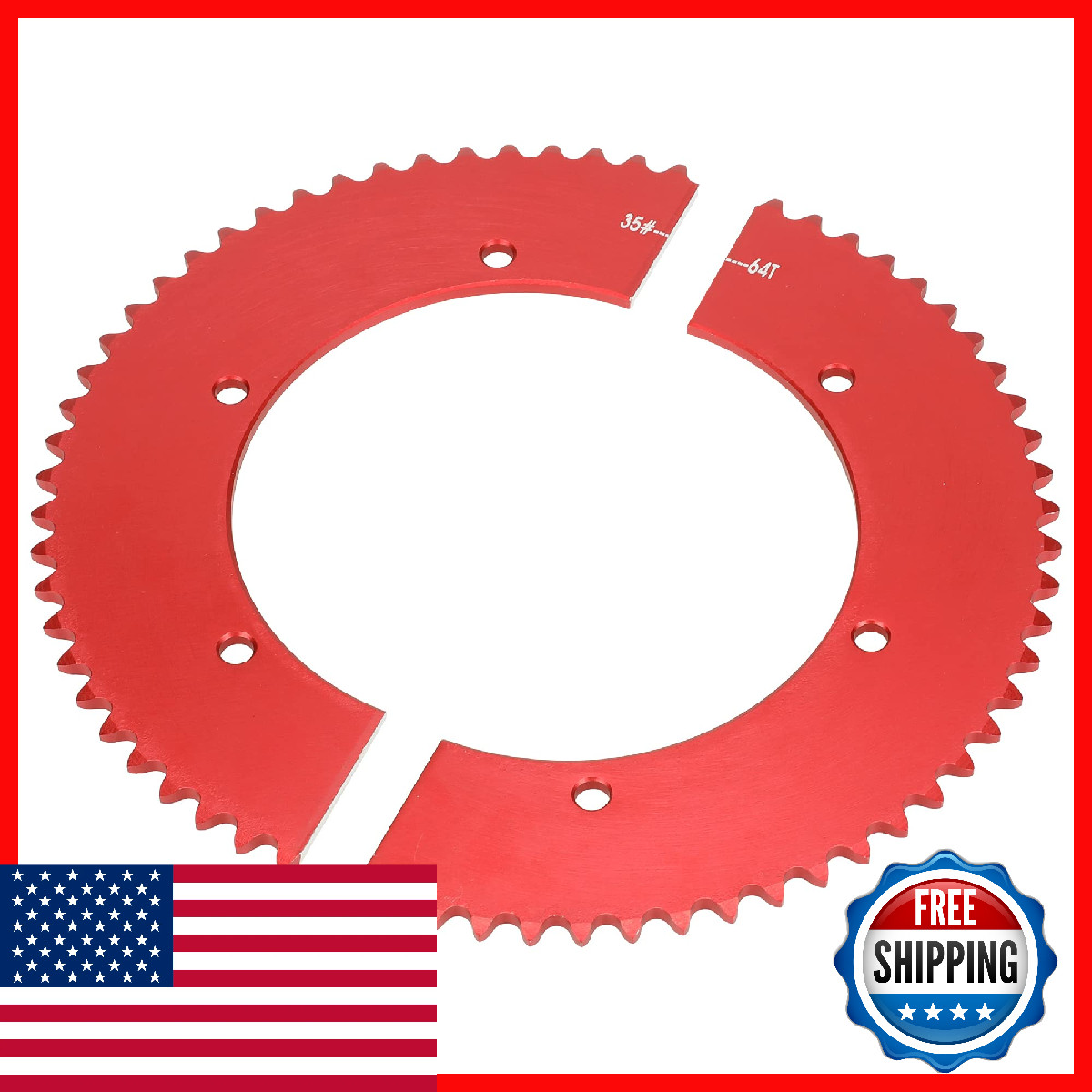Grehua Universal Split Sprocket 35 Chain 64 Tooth Rear Drive Wheel Aluminum For