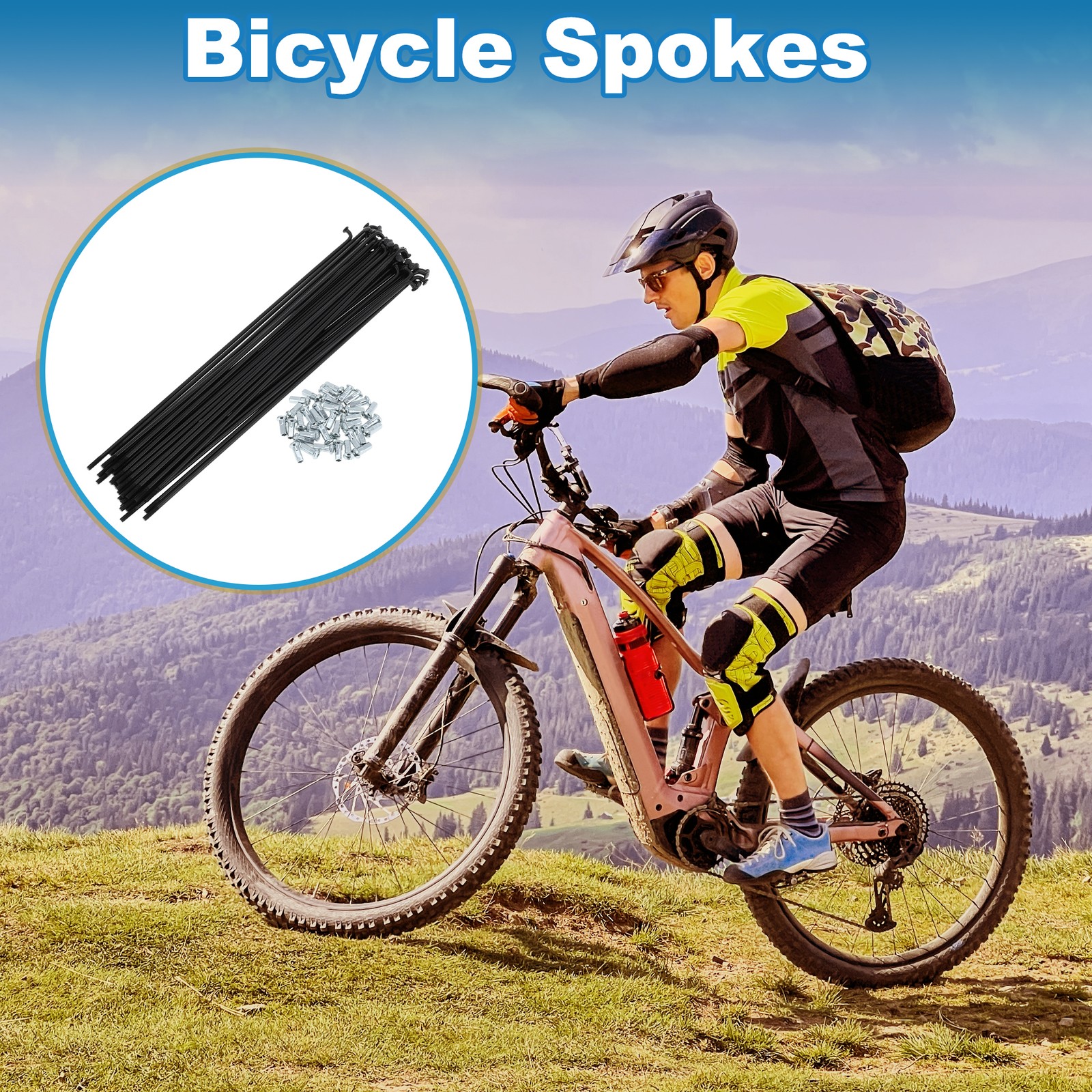 1Set 12G 220mm Length Bicycle Spokes Nipple Carbon Steel Black Universal