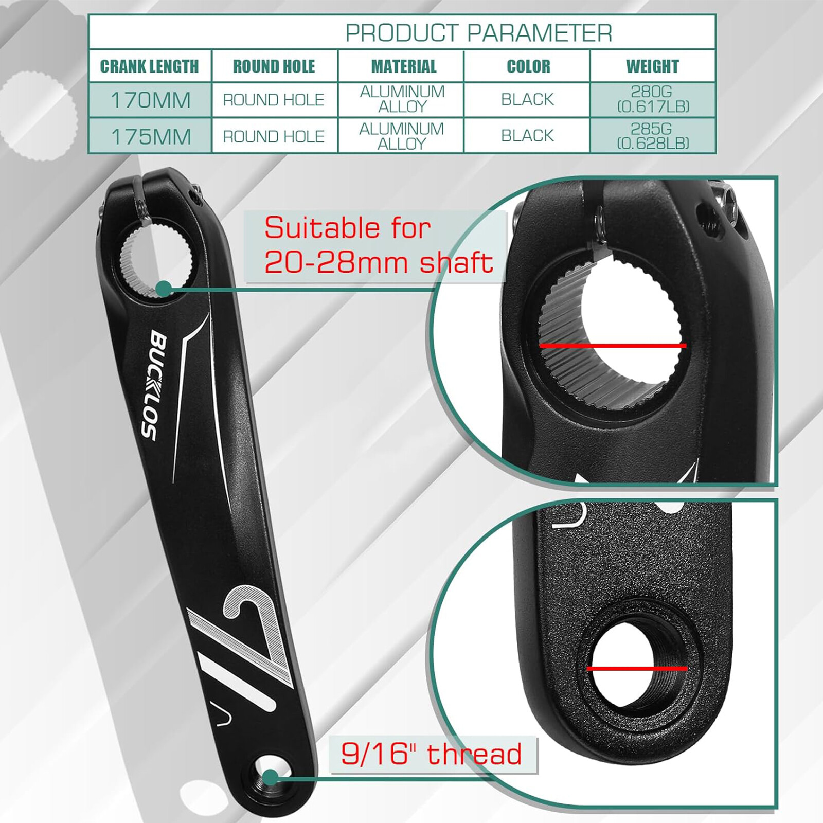 Mountain Bike Left Crank Arm 152/170/175mm Hollow Crank Square/Diamond/Spline