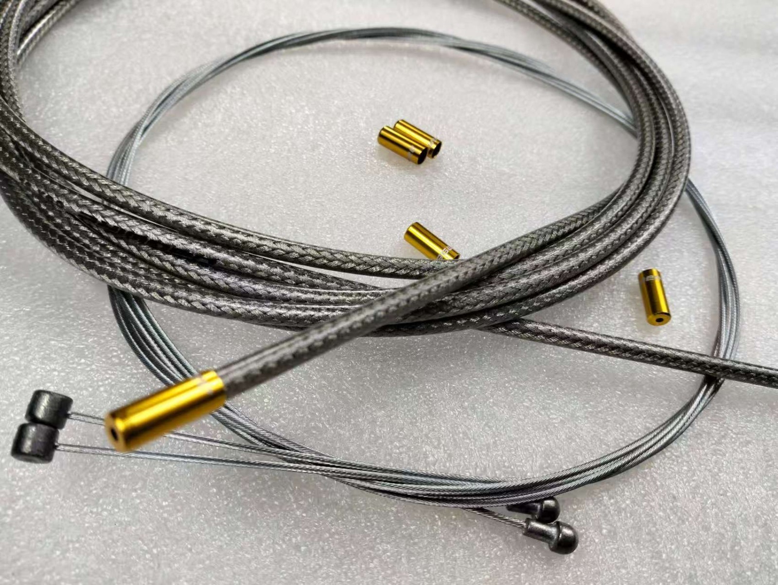 JAGWIRE BRAIDED TITANIUM CGX SL BRAKE HOSE CABLE KIT ROAD MTB GOLD CNC CAPS