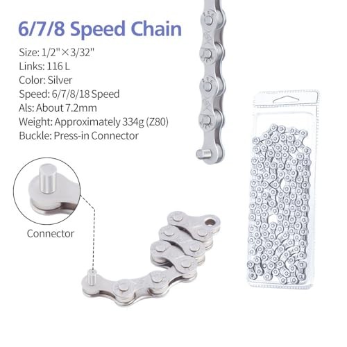 6/7/8 Speed Bike Chain, Bike Chain for Road Mountain 1 Set 6/7/8 Speed Chain