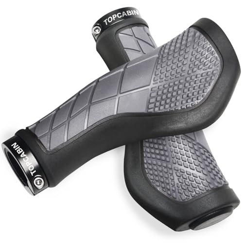 TOPCABIN Bike Grips,Ergonomic Design Two-Color Rubber Bicycle Gray-Black