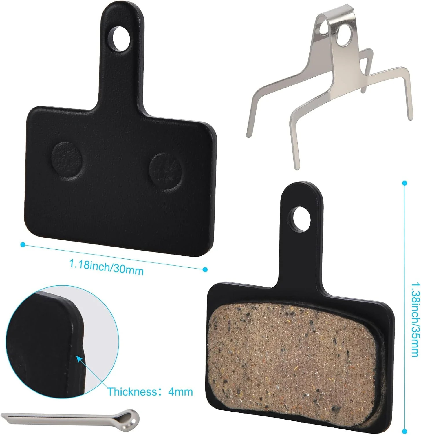 4 Pairs Bike Brake Pads, Resin Semi-Metal Bicycle Disc Brake Pads Ebike Brake
