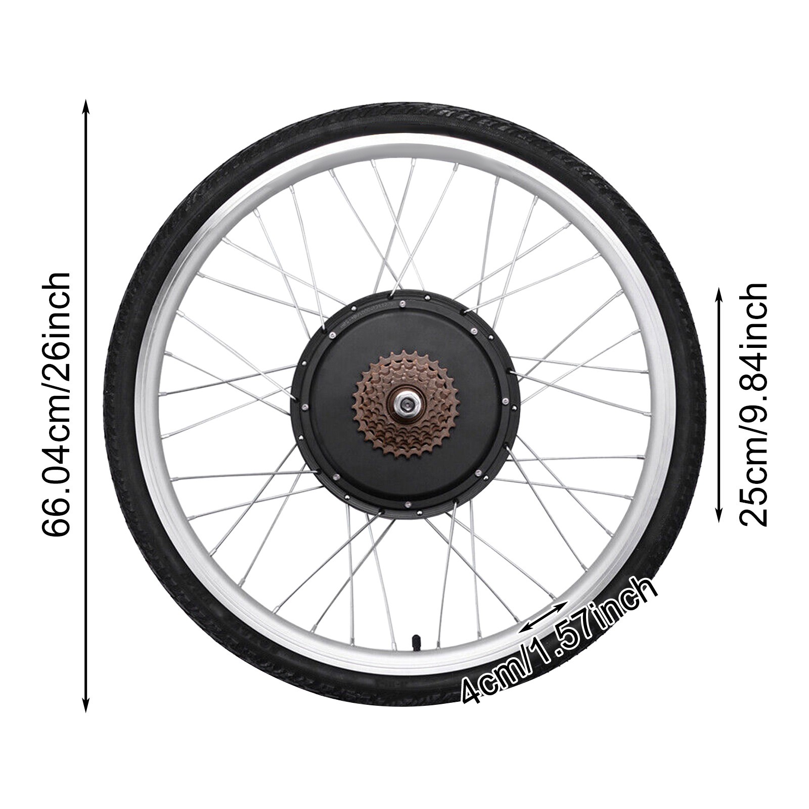 26″ Rear Wheel Electric Bicycle Conversion Kit E-Bike Motor Hub Kit 1000W 48V！