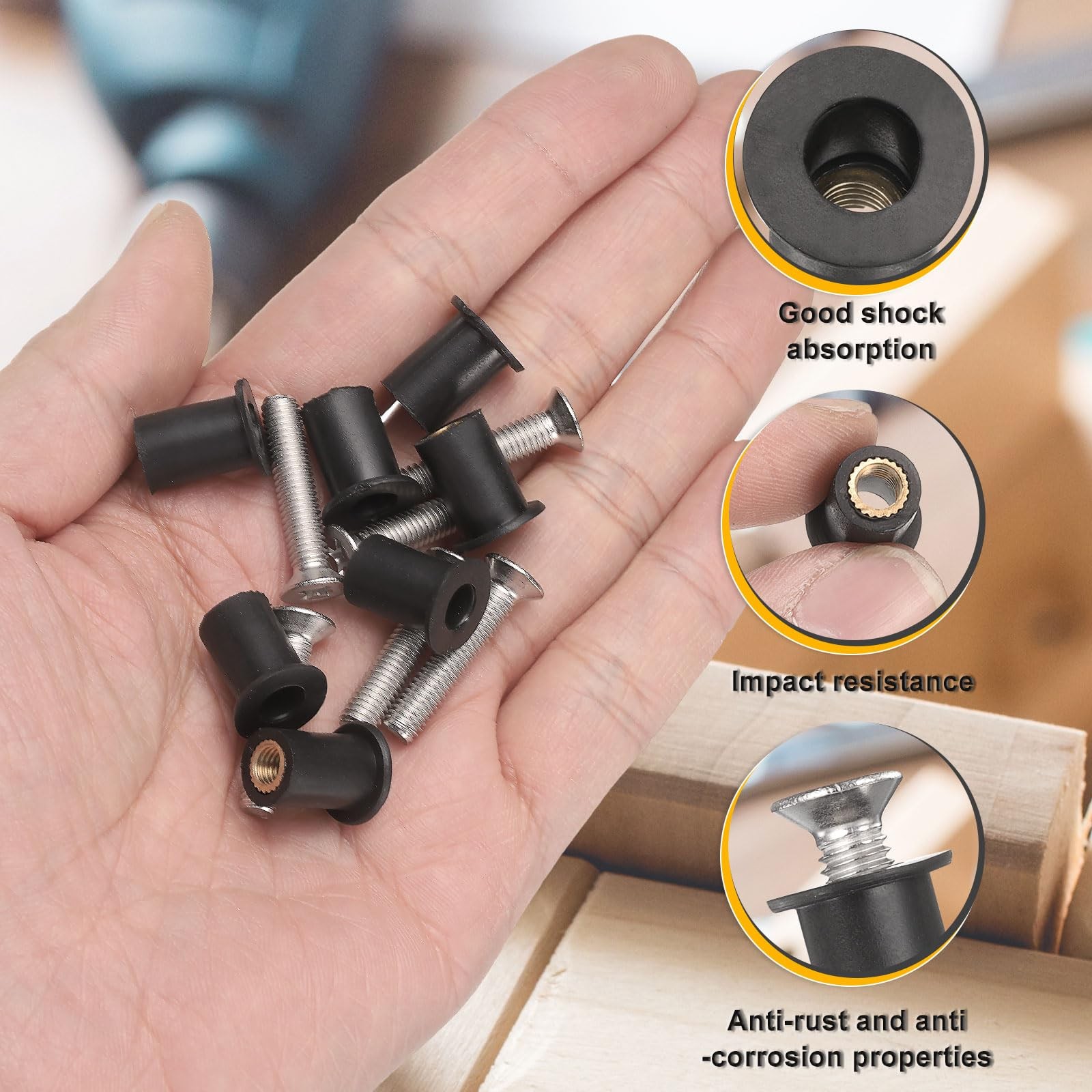uxcell 36 Pairs M4 M5 M6 Neoprene Well Nuts with Stainless Steel