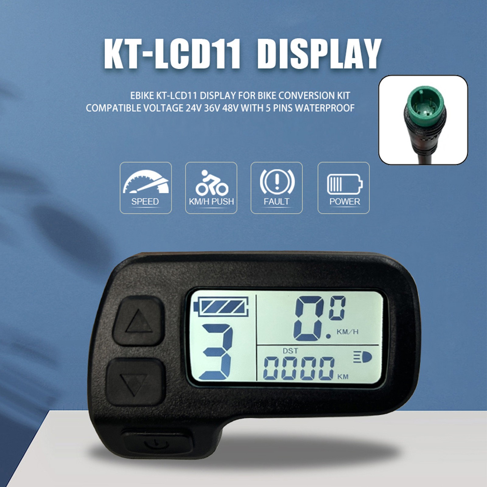 E-Bike 5pin 24V/36V/48V KT-LCD11 Display Power Speed Meter Control Panel WP AAU