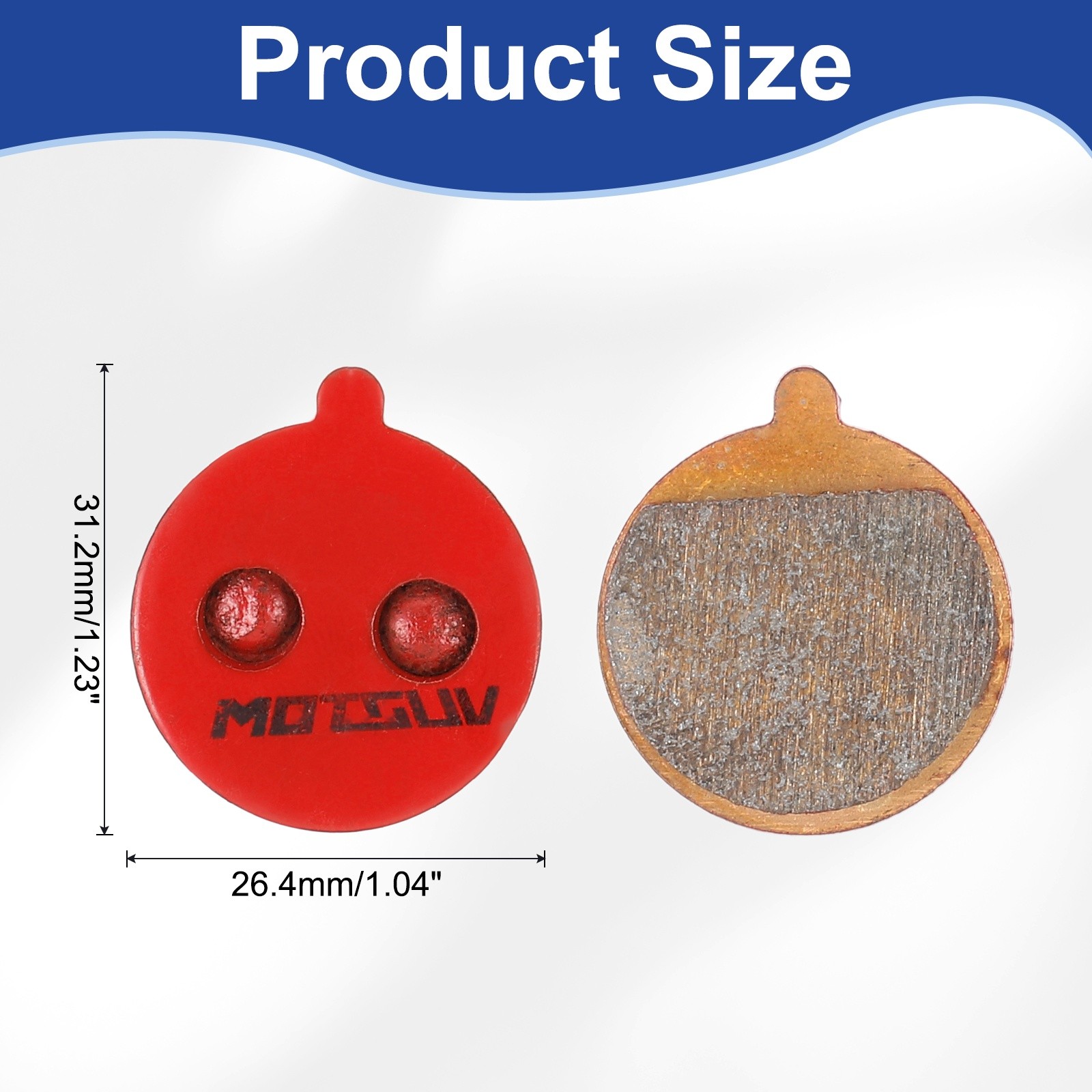4set Disc Brake Pad 0.83″ x 0.98″ Bike Brake Pads, Red