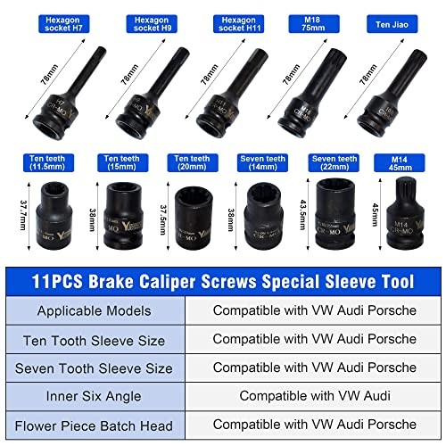 11PCS Brake Caliper Socket Kit, 1/2″ Square Drive Wrench Socket Kit 11pcs