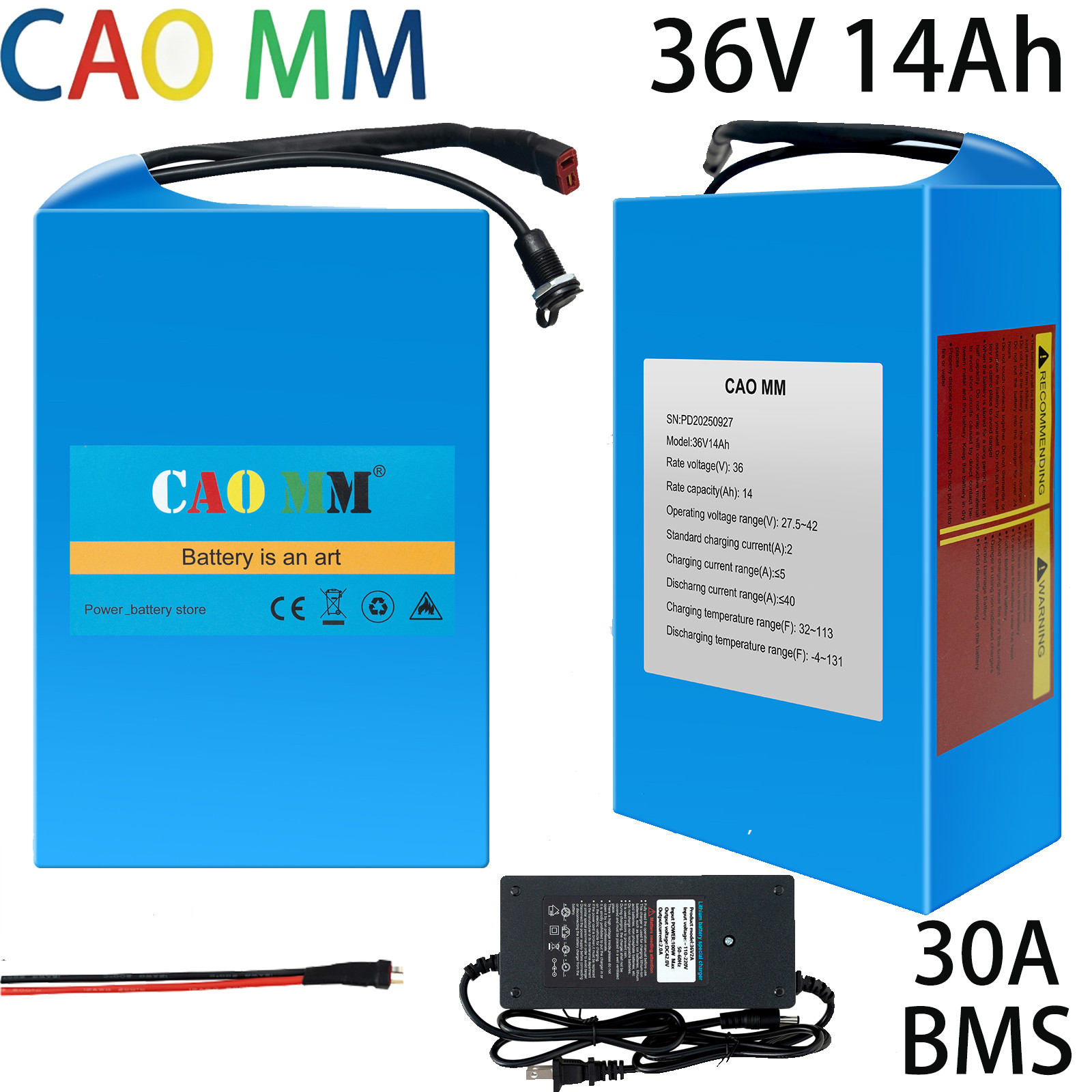 36V 14Ah eBike Lithium Battery For Electric Bicycle 100W-1000W Motor w/ 30A BMS