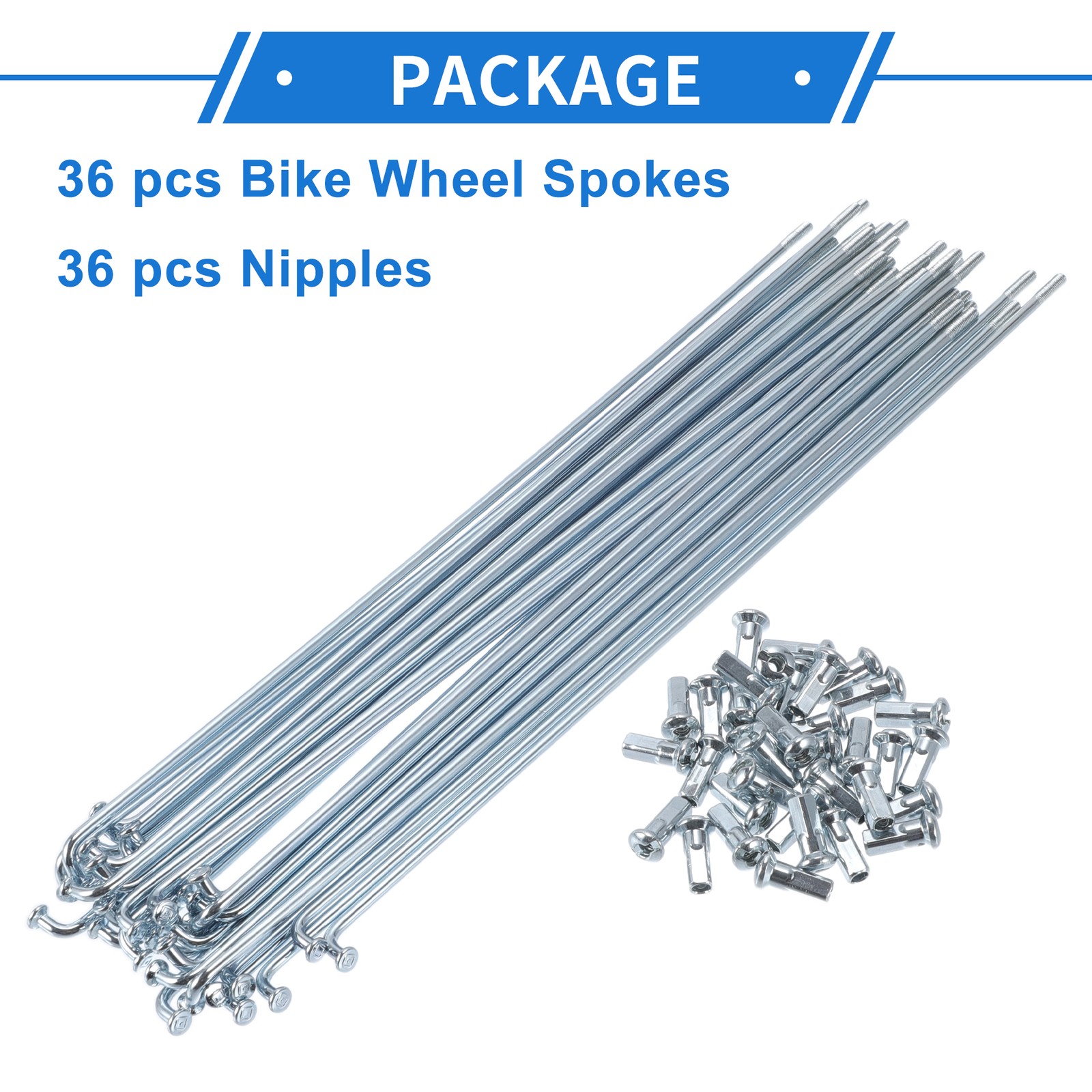 1 Set 12G 215mm Length Bicycle Spokes Nipple Carbon Steel Galvanized Universal
