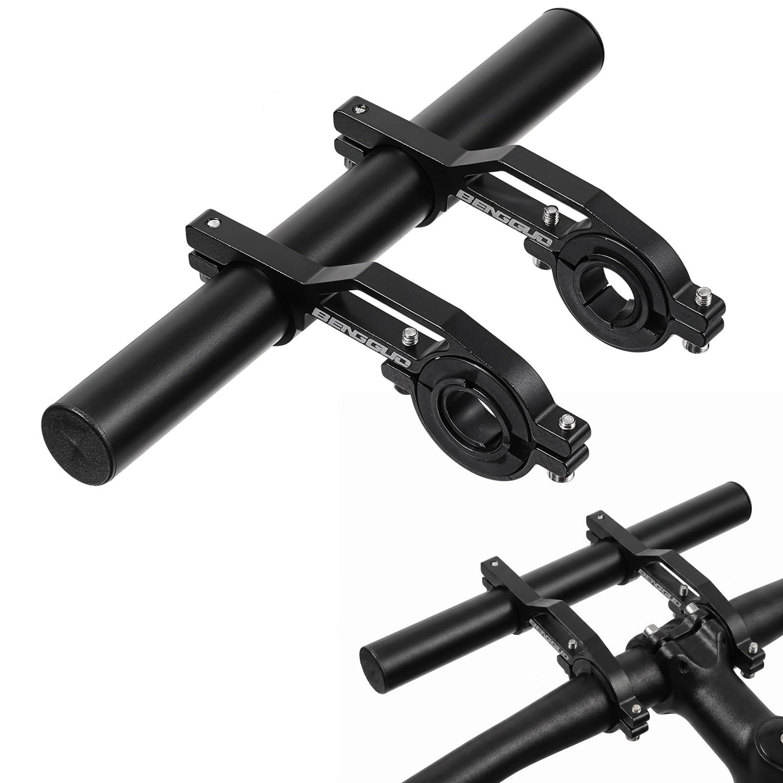 Bike Handlebar Extender, Double Bracket Multifunctional Black