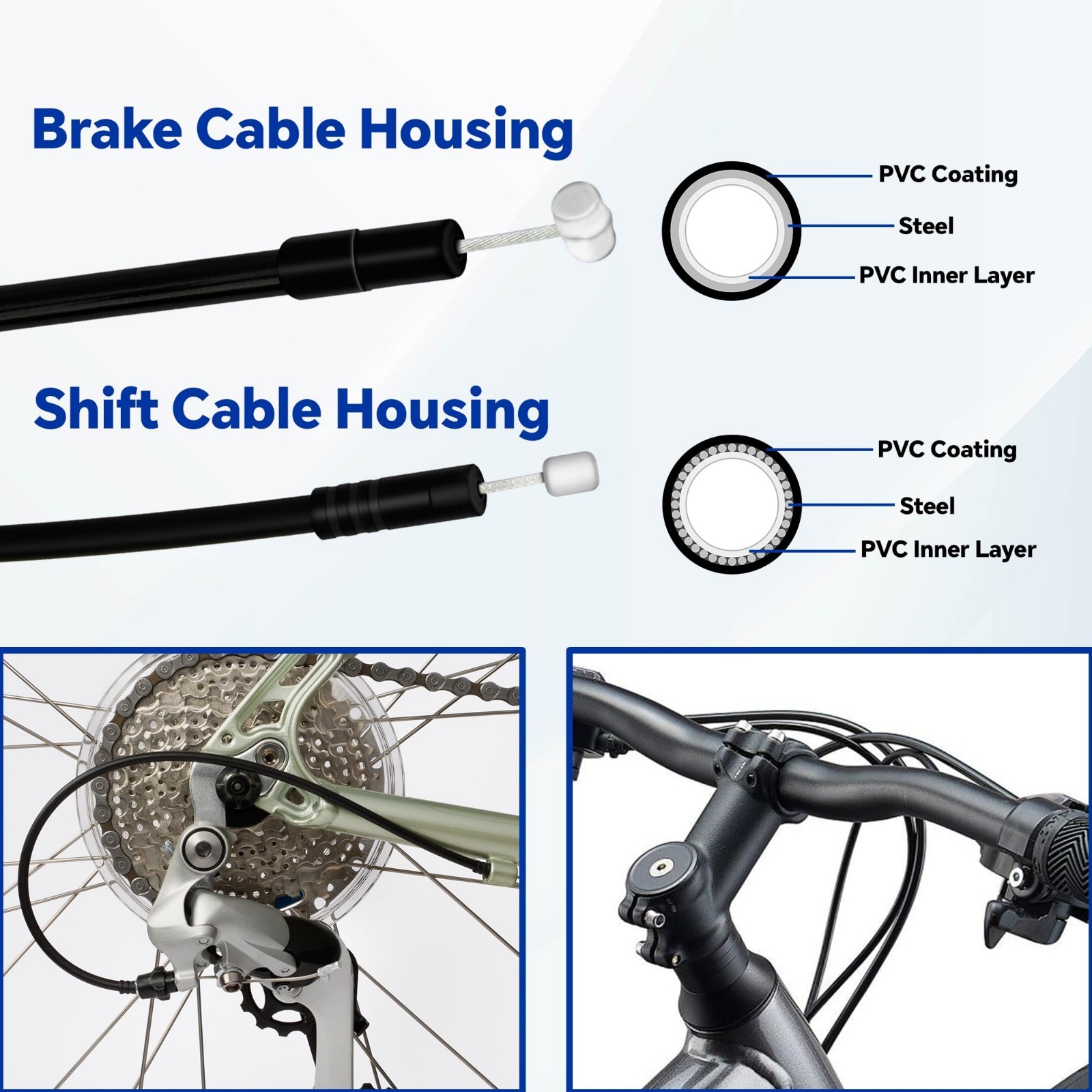 103pcs Universal Bike Brake & Shift Cable Set with Cutter, End Caps & Accessorie