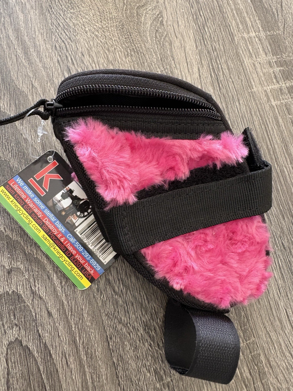 Krieg Cycling Saddle Bag Pink Fuzzy Furry Biking Road Bike Accessories