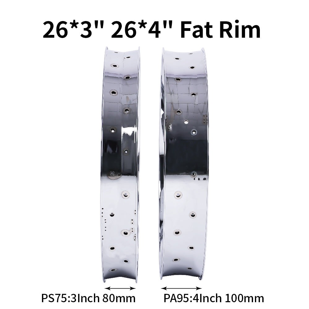 Tracer 26″*13G*36H Double Layer Bike Rim Mirror Chrome for 3.0, 4.0 Fat Tire