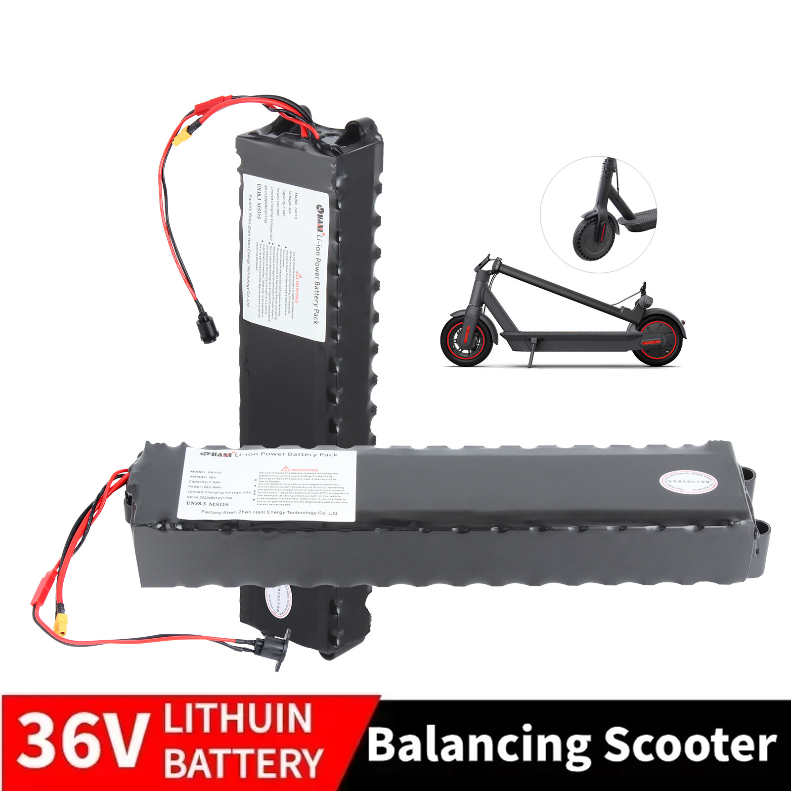 36V 7.8Ah Replacement Battery for Electric Scooter Ebike Lithium li-ion Battery
