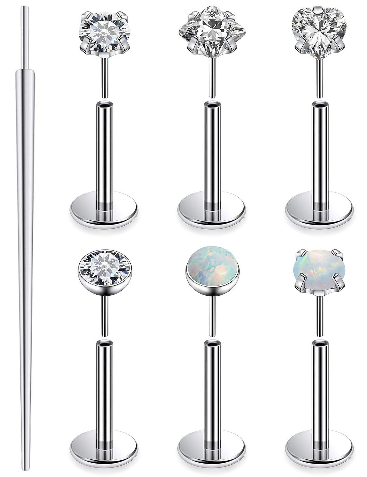 20G 18G 16G Threadless Flat Back Earrings Nose Rings Studs Astm F136 Titanium…