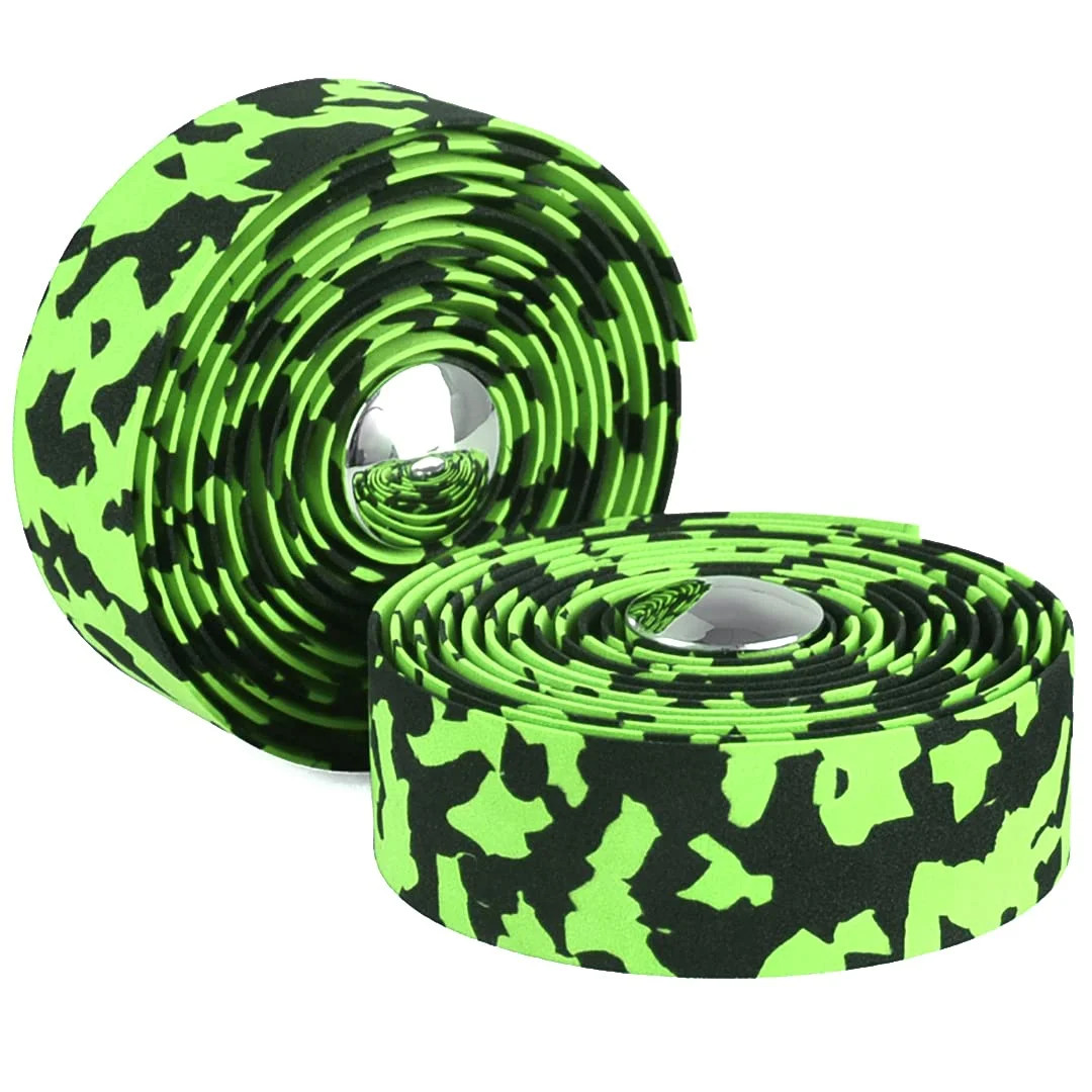 KINGOU Black & Green Camouflage EVA Road Bike Handlebar Tape Bicycle Bar Wraps –