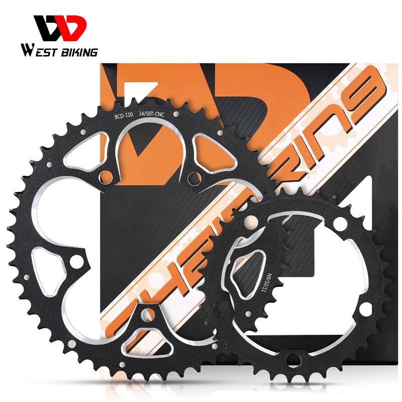 WEST BIKING Road Bike Double Chainring 110BCD 34T/50T Tooth Plate 9/10/11 Speed