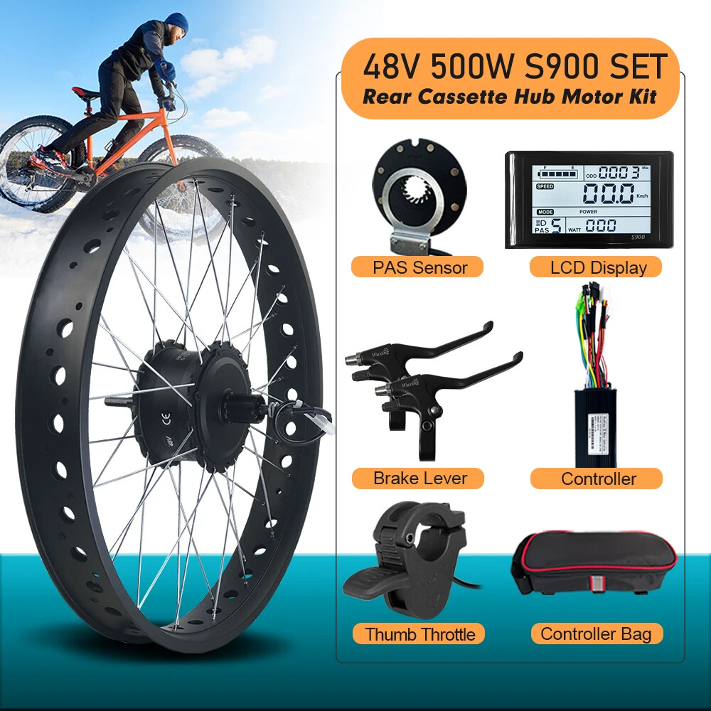 Snow E-bike Fat Conversion Kit 36V 48V 500W Rear Cassette Hub Motor 20 24 26inch
