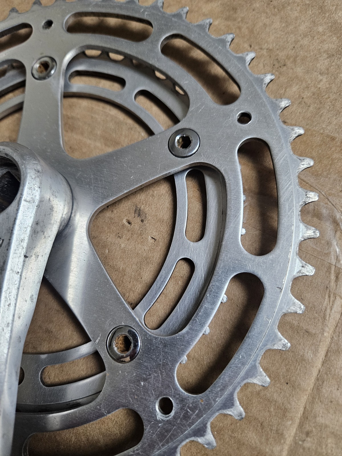 1980 Takagi Tourney Crankset, double 52/40T, 170mm, 130 BCD, square taper, used