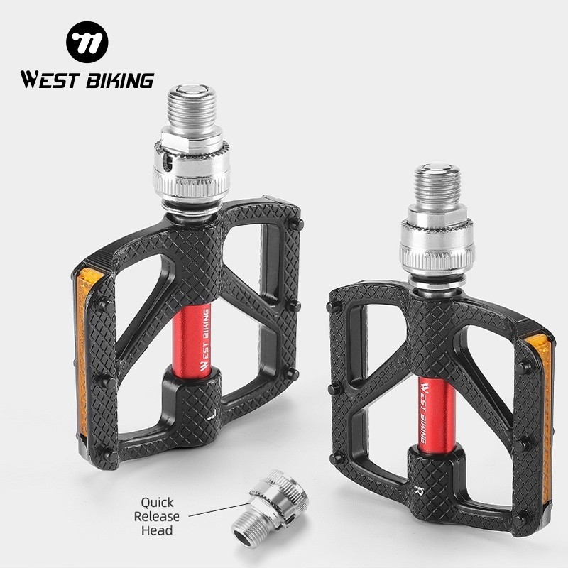 WEST BIKING Bike Pedals Quick Release CNC Seal Bearing 3 Bearings Pedals a Pair