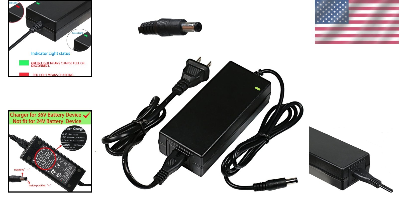 Reliable 42V 2A Power Adapter for 36V Electric Bike Charging – Indicator Light