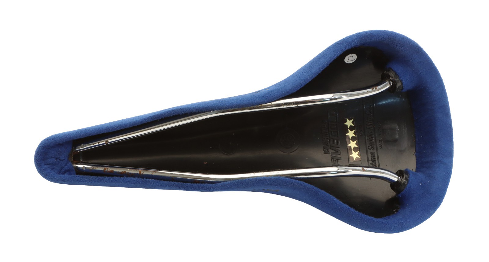 Kashimax Five Gold 4P Saddle NJS Steel Rails Blue Suede FG4P NOS NEW *Shelfwear