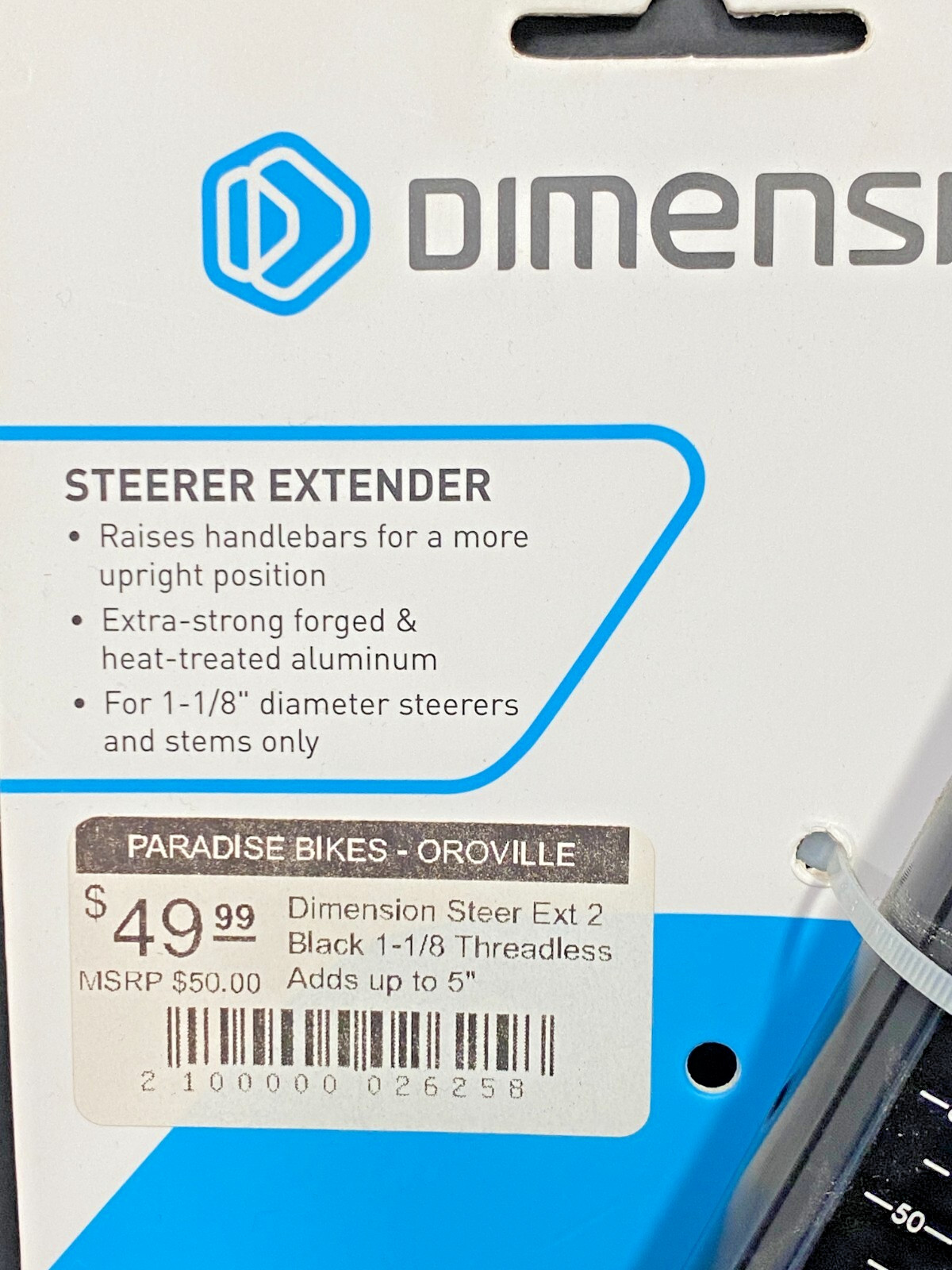 Dimension Steerer Extender, Raise Handlebars 1 1/8” Threadless Adds Up To 5″