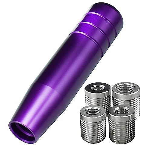 Long Shift Knob, 5.12″ Lightweight Car Gear Shifter 5.12“-(4 Adapters)-Purple