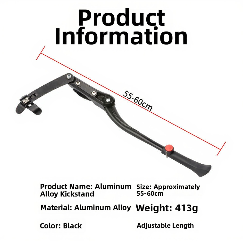Adjustable Bike Footrest Rack 55cm for Mountain Bikes Black Alloy 413g Portable