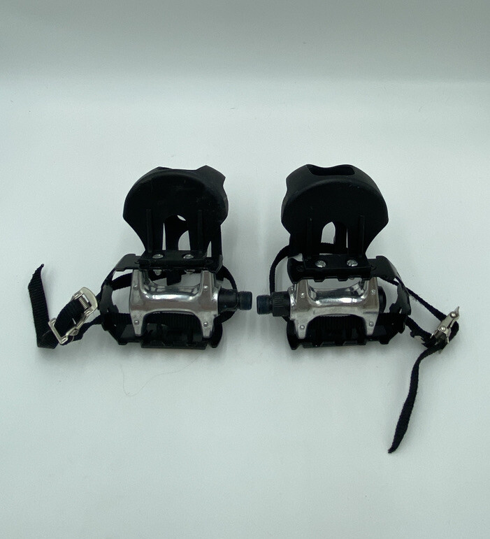 YBEKI Bike Pedals with Toe Clip and Straps -EUC. See Description for Details.