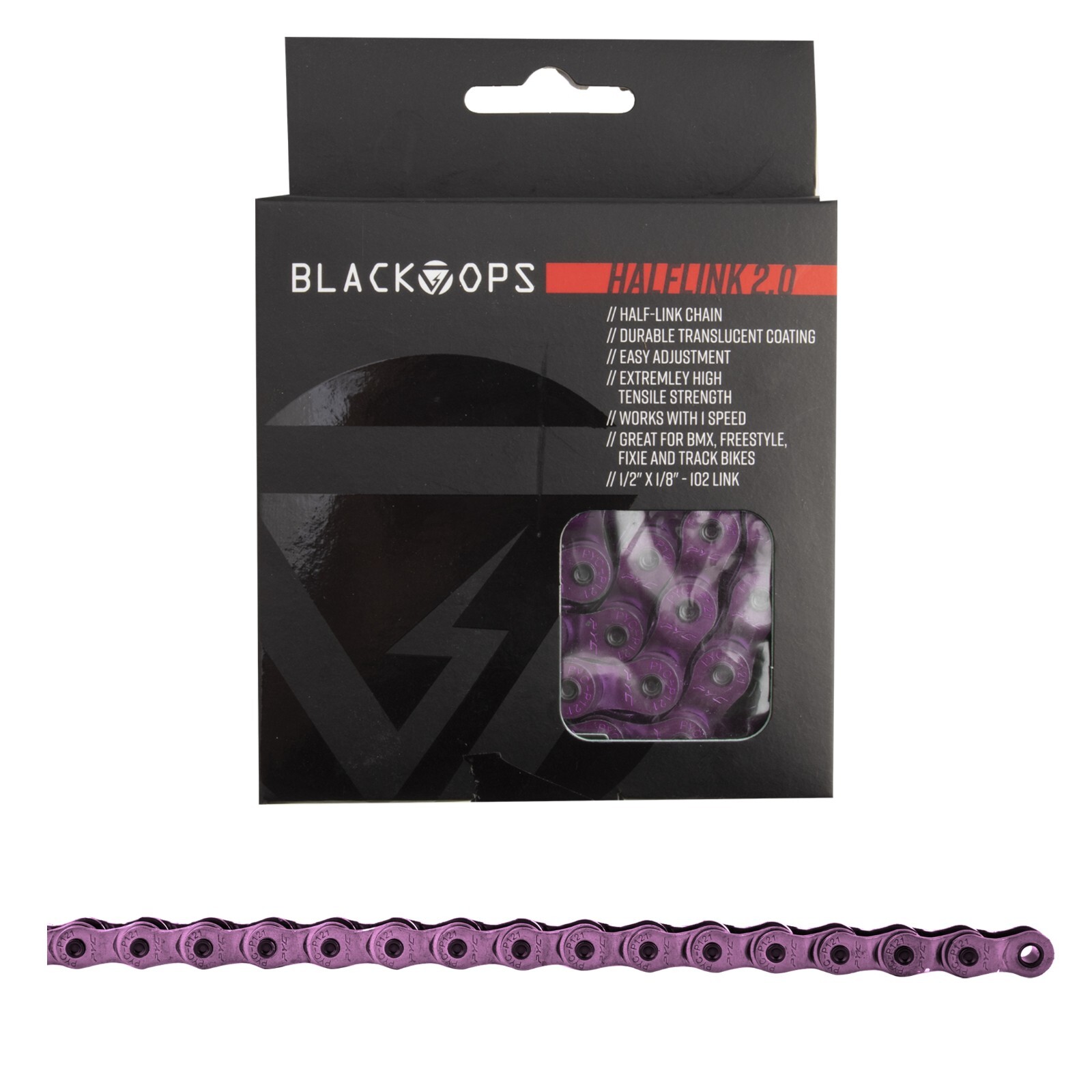 Chain Black-Ops 1/2×1/8 Half Link 2.0 1s Translucent-Purple 102 Links