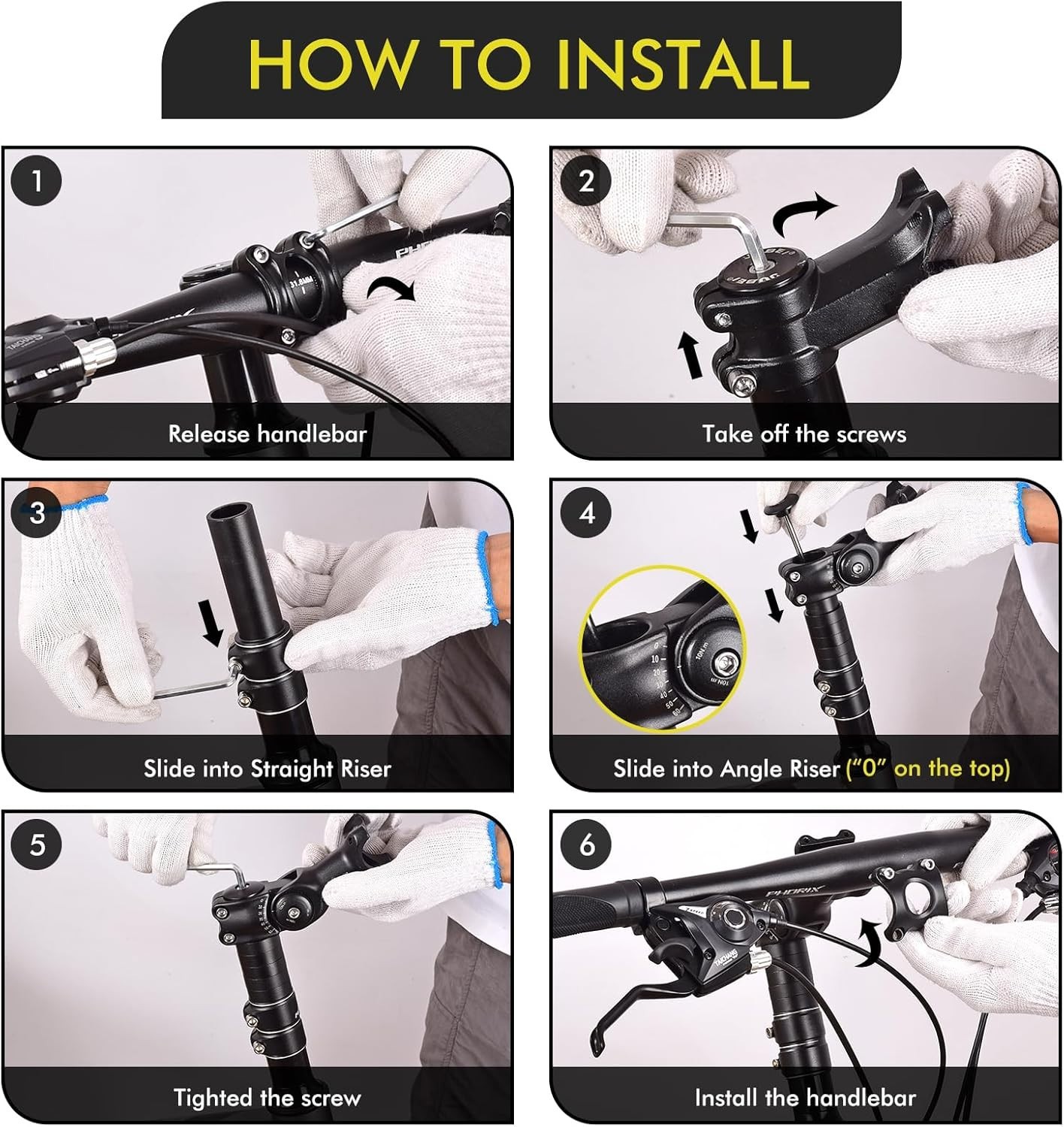 Adjustable Bike Stem Riser, Bike Handlebar Extender Set 31.8Mm 60° for Mountain