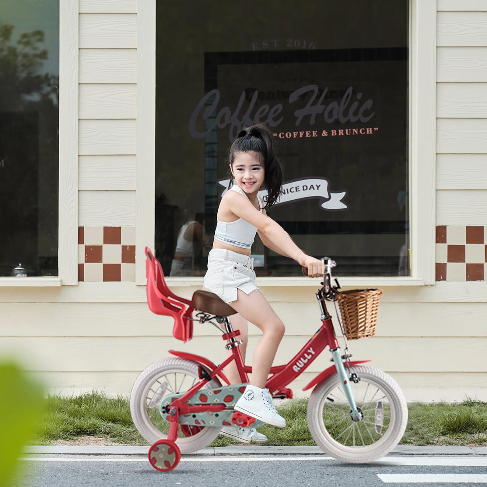 Rully Strawberry 12 Inch Girls Bike For 2-4 Year Olds Kids Bicycle Training