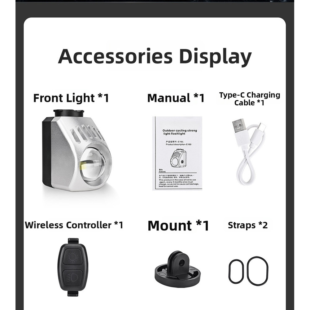 Bicycle Light with Quick Release Mount 1000 1600 Lumens IPX5 Night Riding