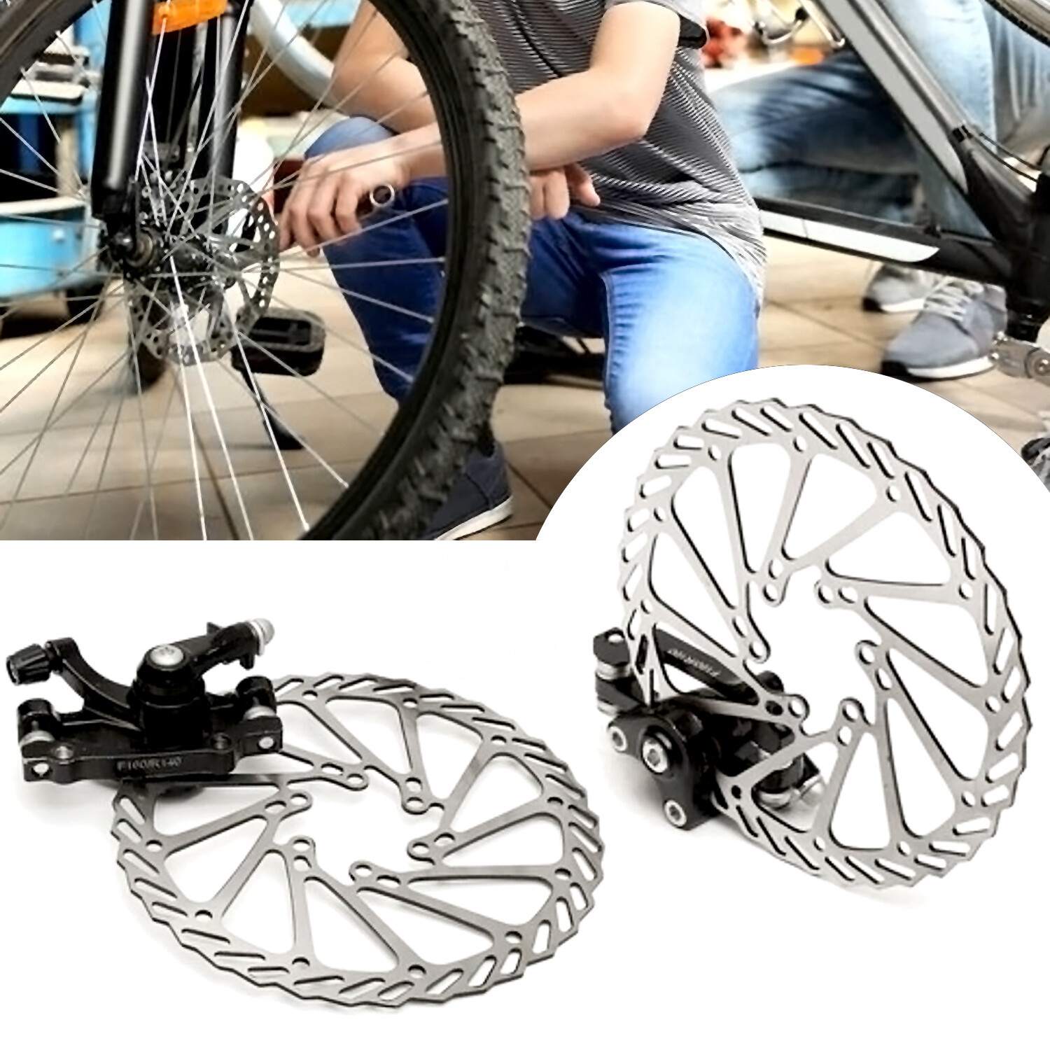 160 mm Bike Disc Brake Front & Rear Disc Rotor Brake Kit for Mountain Bicycle